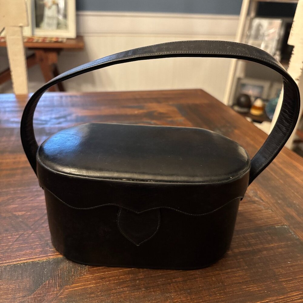 Vintage 1950's Black Flip Box Hard Case Handbag Purse ~ DIY